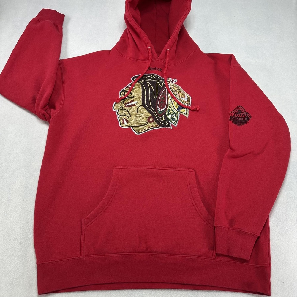 Chicago‎ Blackhawks Hoodie Mens XL Red NHL Hockey Reebok Toews 19 Winter Classic